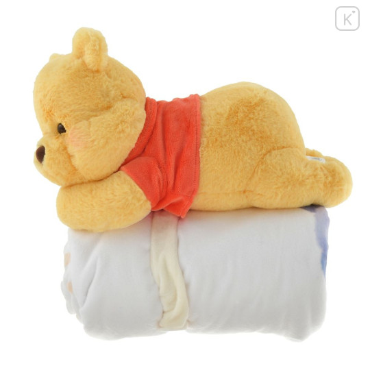Japan Disney Store Fleece Lap Blanket with Mascot Plush Toy - Pooh : Nuigurumi Art - 2