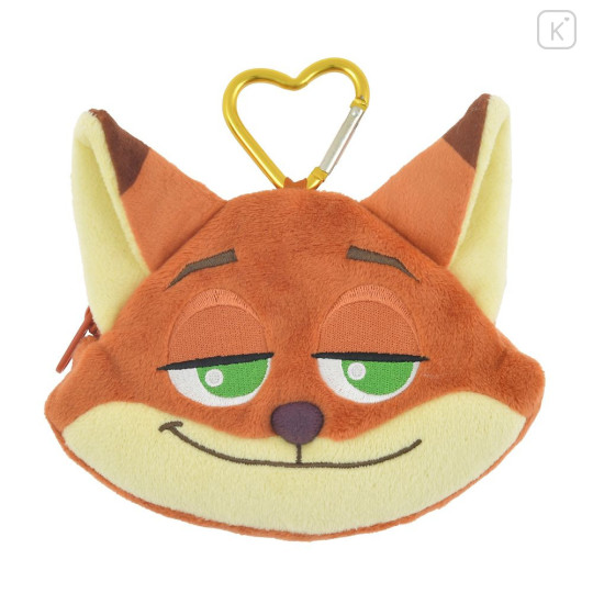 Japan Disney Store Face-shaped Pouch with Carabiner - Zootopia : Nick Smirk - 1