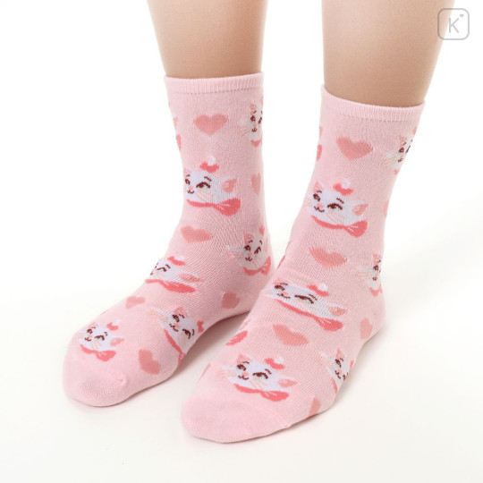 Japan Disney Store Crew Socks - Marie : Face Pink - 1