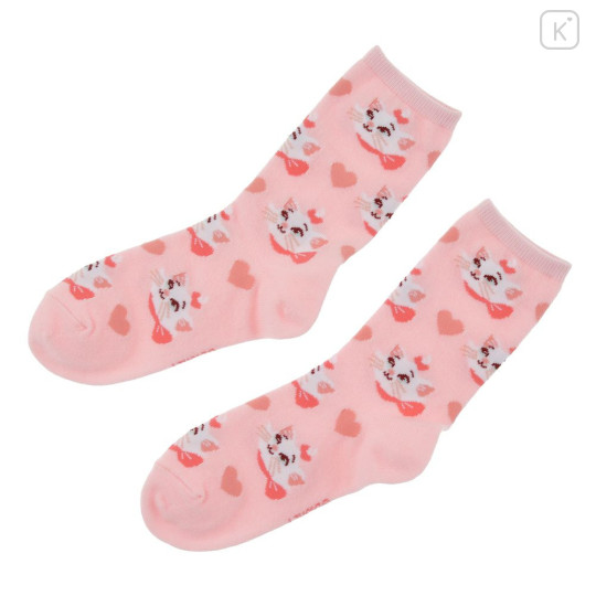Japan Disney Store Crew Socks - Marie : Face Pink - 2