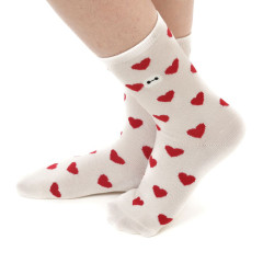 Japan Disney Store Crew Socks - Baymax : Face Heart White