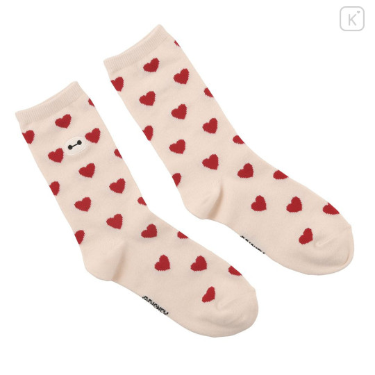 Japan Disney Store Crew Socks - Baymax : Face Heart White - 3