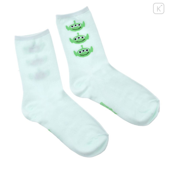Japan Disney Store Crew Socks - Toy Story Little Green Men Aliens : Face - 1