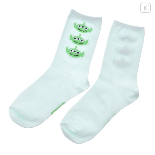 Japan Disney Store Crew Socks - Toy Story Little Green Men Aliens : Face - 2