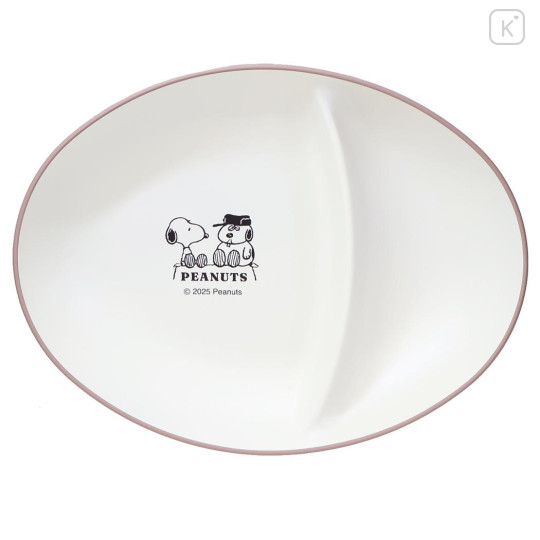 Japan Peanuts Oval Divided Plate - Snoopy : Brother Olaf Pink - 1