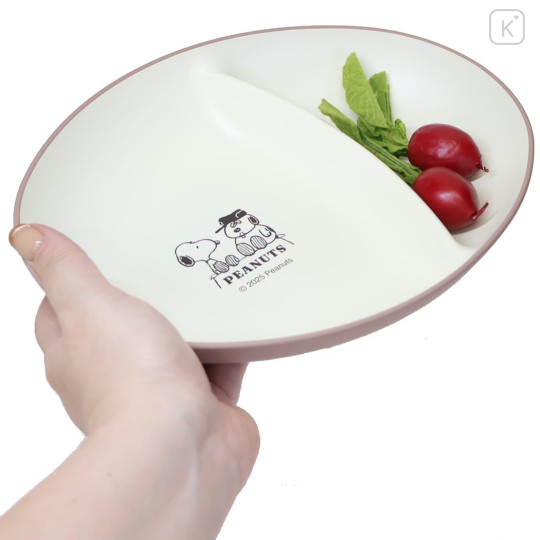 Japan Peanuts Oval Divided Plate - Snoopy : Brother Olaf Pink - 2