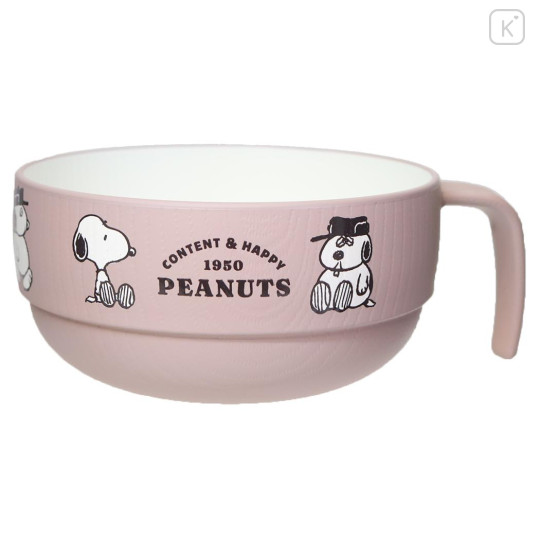 Japan Peanuts Stacking Soup Cup - Snoopy : Brother Olaf Pink - 1