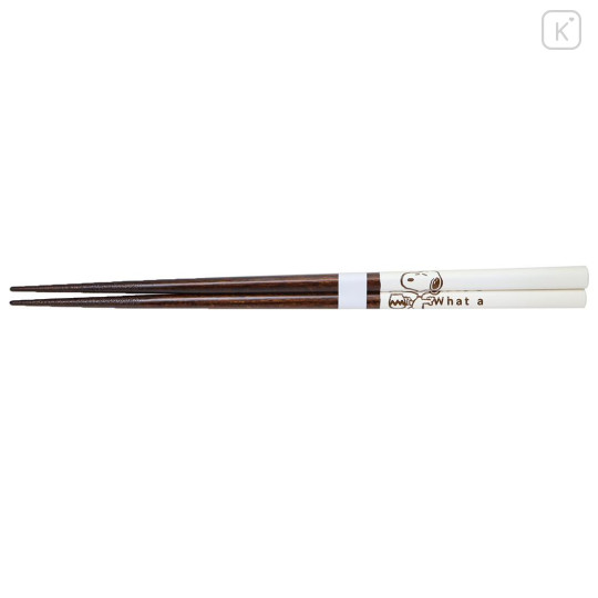 Japan Peanuts Natural Wood Chopsticks 23cm - Snoopy : Feast Brown White - 1