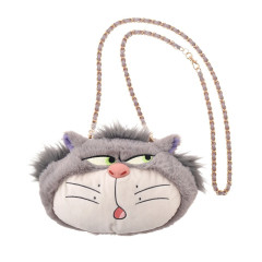 Japan Disney Store Plush Pochette Crossbody Shoulder Bag - Cinderella : Cat Lucifer Face