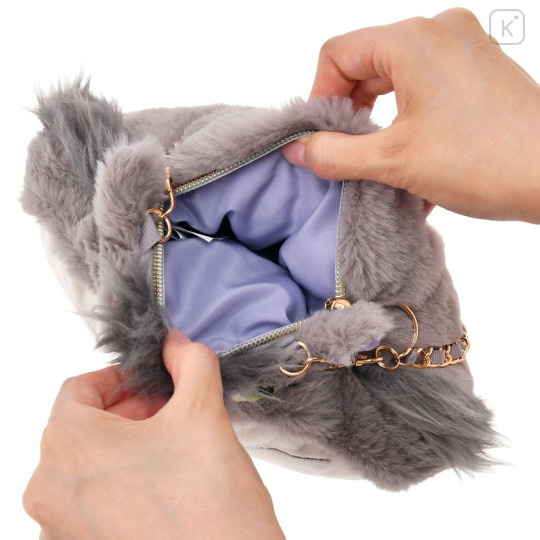 Japan Disney Store Plush Pochette Crossbody Shoulder Bag - Cinderella : Cat Lucifer Face - 6