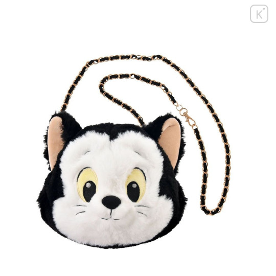 Japan Disney Store Plush Pochette Crossbody Shoulder Bag - Pinocchio : Cat Figaro Face - 1