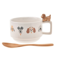 Japan Disney Store Ceramic Soup Mug & Spoon Set - Lady and the Tramp : Nokkari Figure White