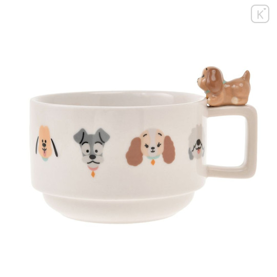 Japan Disney Store Ceramic Soup Mug & Spoon Set - Lady and the Tramp : Nokkari Figure White - 2