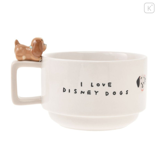 Japan Disney Store Ceramic Soup Mug & Spoon Set - Lady and the Tramp : Nokkari Figure White - 5