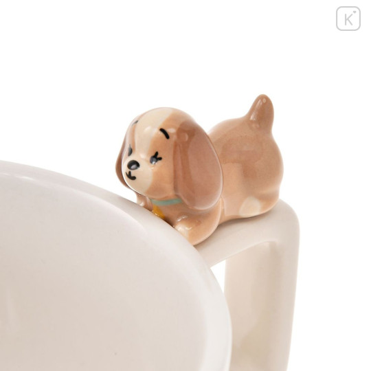 Japan Disney Store Ceramic Soup Mug & Spoon Set - Lady and the Tramp : Nokkari Figure White - 7