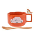 Japan Disney Store Ceramic Soup Mug & Spoon Set - Baymax : Nokkari Figure Orange - 1