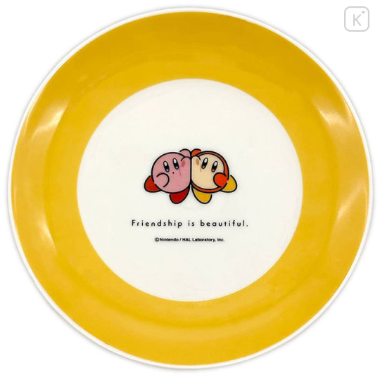 Japan Kirby Porcelain Small Plate - Kirby & Waddle Dee : Beautiful Friendship Yellow - 1