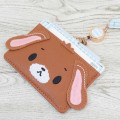 Japan Sanrio Pass Case Card Holder & Reel - Sugarbunnies : Kurosawa Face Blue Stripe - 3