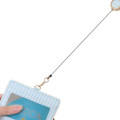 Japan Sanrio Pass Case Card Holder & Reel - Sugarbunnies : Kurosawa Face Blue Stripe - 4