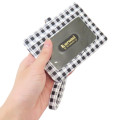 Japan Sanrio Pass Case Card Holder & Reel - Kuromi : Face Gingham - 2