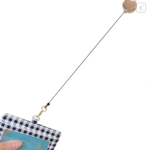 Japan Sanrio Pass Case Card Holder & Reel - Kuromi : Face Gingham - 4