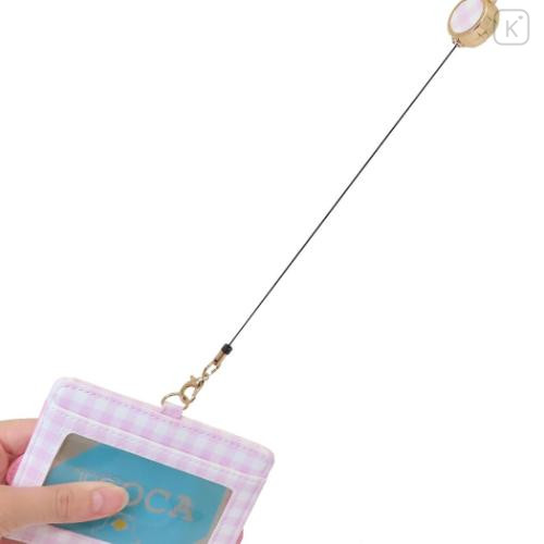 Japan Sanrio Pass Case Card Holder & Reel - My Melody : Face Gingham - 4