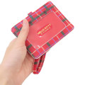 Japan Sanrio Pass Case Card Holder & Reel - Hello Kitty : Face Gingham - 2