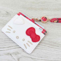 Japan Sanrio Pass Case Card Holder & Reel - Hello Kitty : Face Gingham - 3