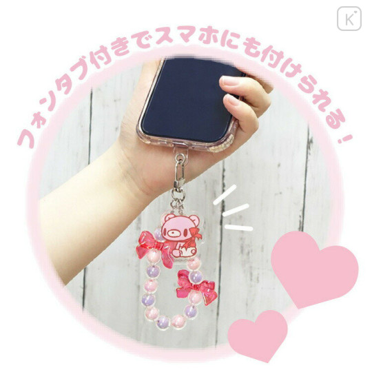 Japan Gloomy Bear Beaded Hand Strap Phone Charm - Red - 2