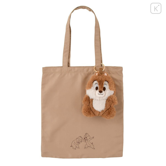 Japan Disney Store Eco Shopping Bag & Mascot Pouch - Chip : Fur Bag Charm - 1