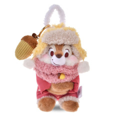 Japan Disney Store Plush Mascot Keychain - Chip : Cozy Winter Look