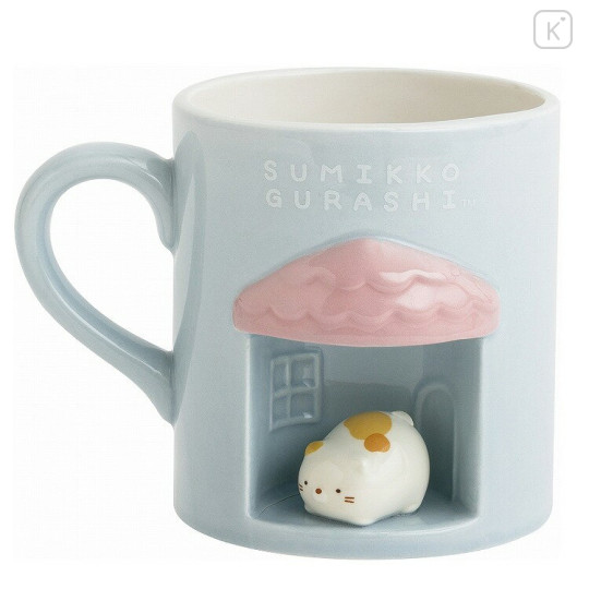 Japan San-X 3D Porcelain Mug - Sumikko Gurashi : Sumikko's Favorite Neko Blue - 1
