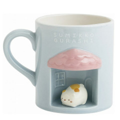 Japan San-X 3D Porcelain Mug - Sumikko Gurashi : Sumikko's Favorite Neko Blue