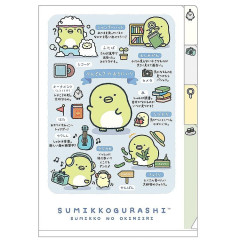 Japan San-X 3 Pockets A6 Index File Holder - Sumikko Gurashi : Sumikko's Favorite Penguin? Green