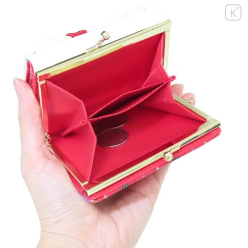 Japan Sanrio Clasp Trifold Wallet - Hello Kitty : Gingham White Red - 5