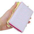 Japan Sanrio Clasp Trifold Wallet - Usahana : Gingham - 2