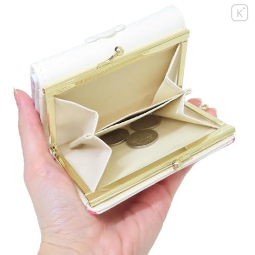 Japan Sanrio Clasp Trifold Wallet - Pochacco : White Red Stripe - 5