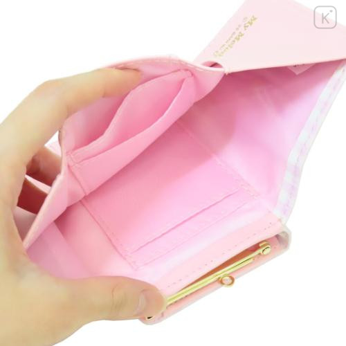 Japan Sanrio Clasp Trifold Wallet - My Melody : Gingham Pink - 4