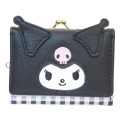 Japan Sanrio Clasp Trifold Wallet - Kuromi : Gingham - 1