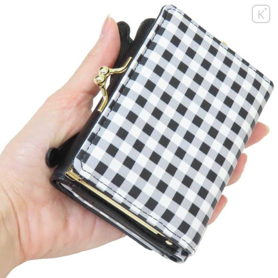 Japan Sanrio Clasp Trifold Wallet - Kuromi : Gingham - 2