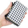 Japan Sanrio Clasp Trifold Wallet - Kuromi : Gingham - 2