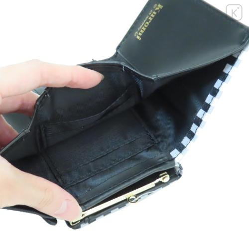 Japan Sanrio Clasp Trifold Wallet - Kuromi : Gingham - 4