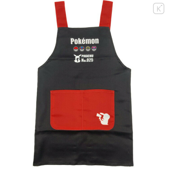 Japan Pokemon Children's Apron - Pikachu : Black Red H110cm - 1