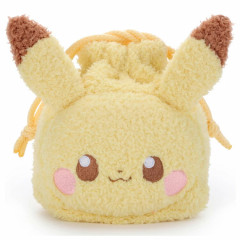 Japan Pokemon Plush Drawstring Bag - Pikachu : Pokepeace Face