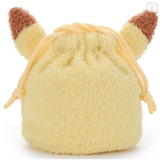 Japan Pokemon Plush Drawstring Bag - Pikachu : Pokepeace Face - 4