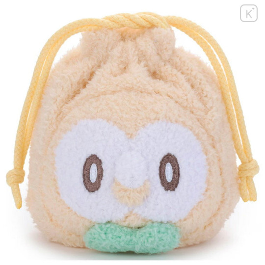 Japan Pokemon Plush Drawstring Bag - Rowlet : Pokepeace Face - 1