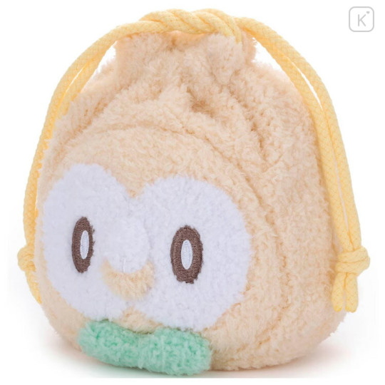 Japan Pokemon Plush Drawstring Bag - Rowlet : Pokepeace Face - 2