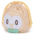 Japan Pokemon Plush Drawstring Bag - Rowlet : Pokepeace Face - 2