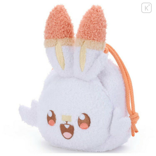 Japan Pokemon Plush Drawstring Bag - Scorbunny : Pokepeace Face - 2