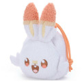 Japan Pokemon Plush Drawstring Bag - Scorbunny : Pokepeace Face - 2